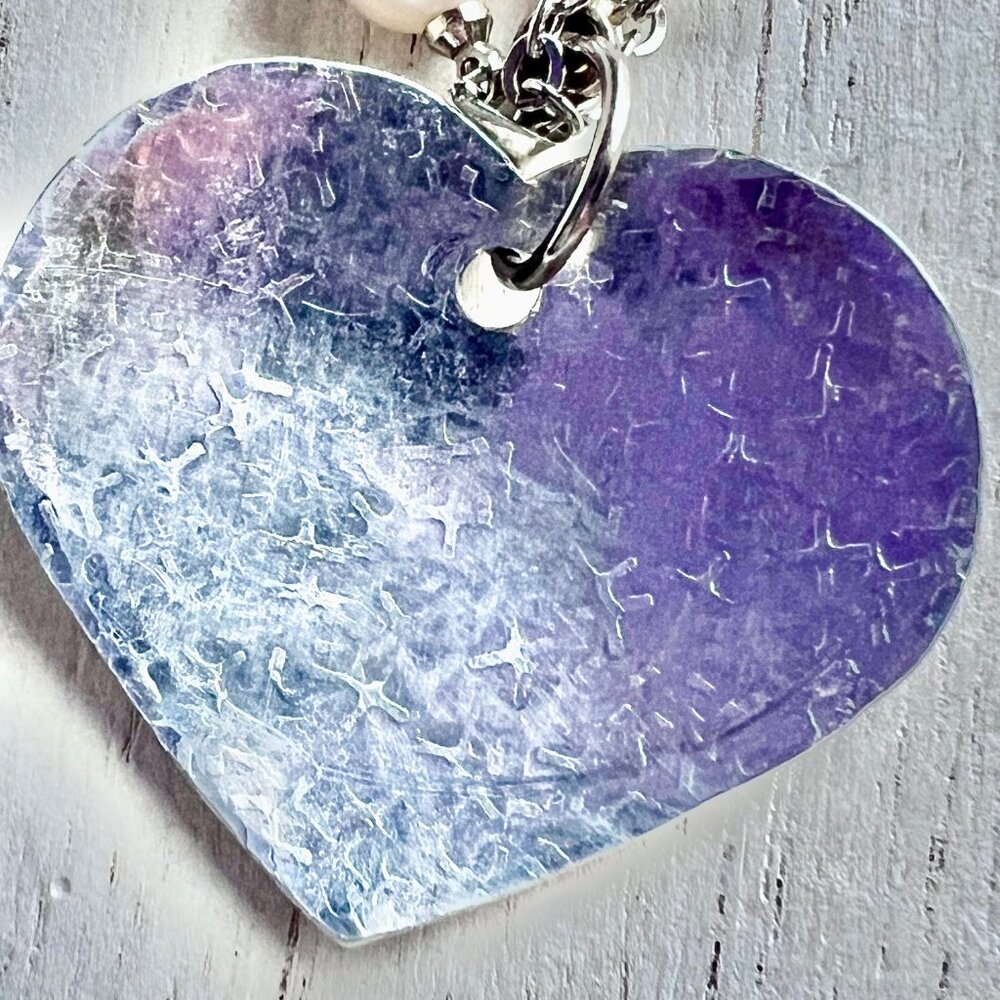 Tropic Beachy Nautical Necklace, Turtle Heart Pearl, Mixed Metal Necklace - Picture 3 of 15